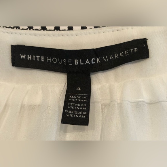 WHBM White Blouse with Black Lace Trim Size 4 - Picture 4 of 8